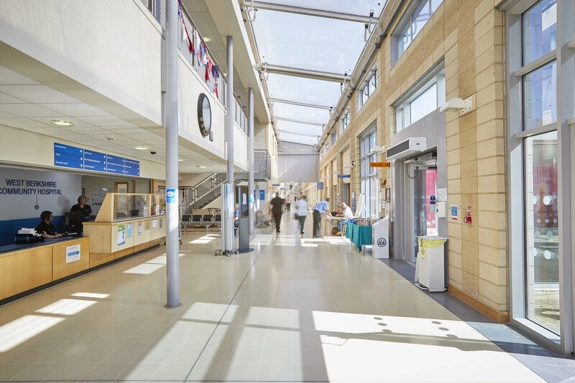 Main reception at West Berkshire Community Hospital, Entrance