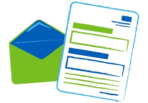 Icon showing a letter arriving in the post