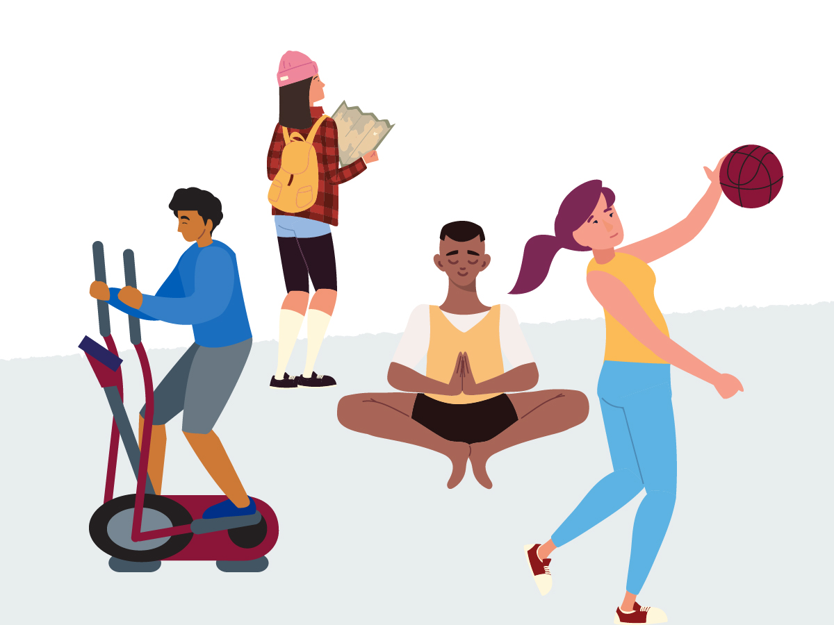 An illustration of people exercising