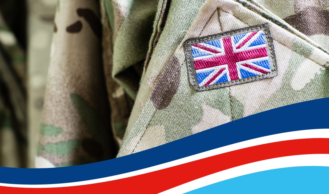 Military jacket with flag on sleeve