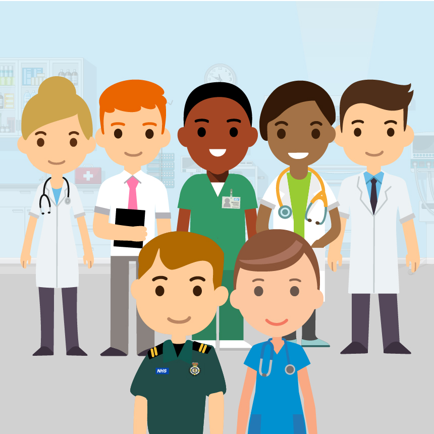 cartoon health professionals