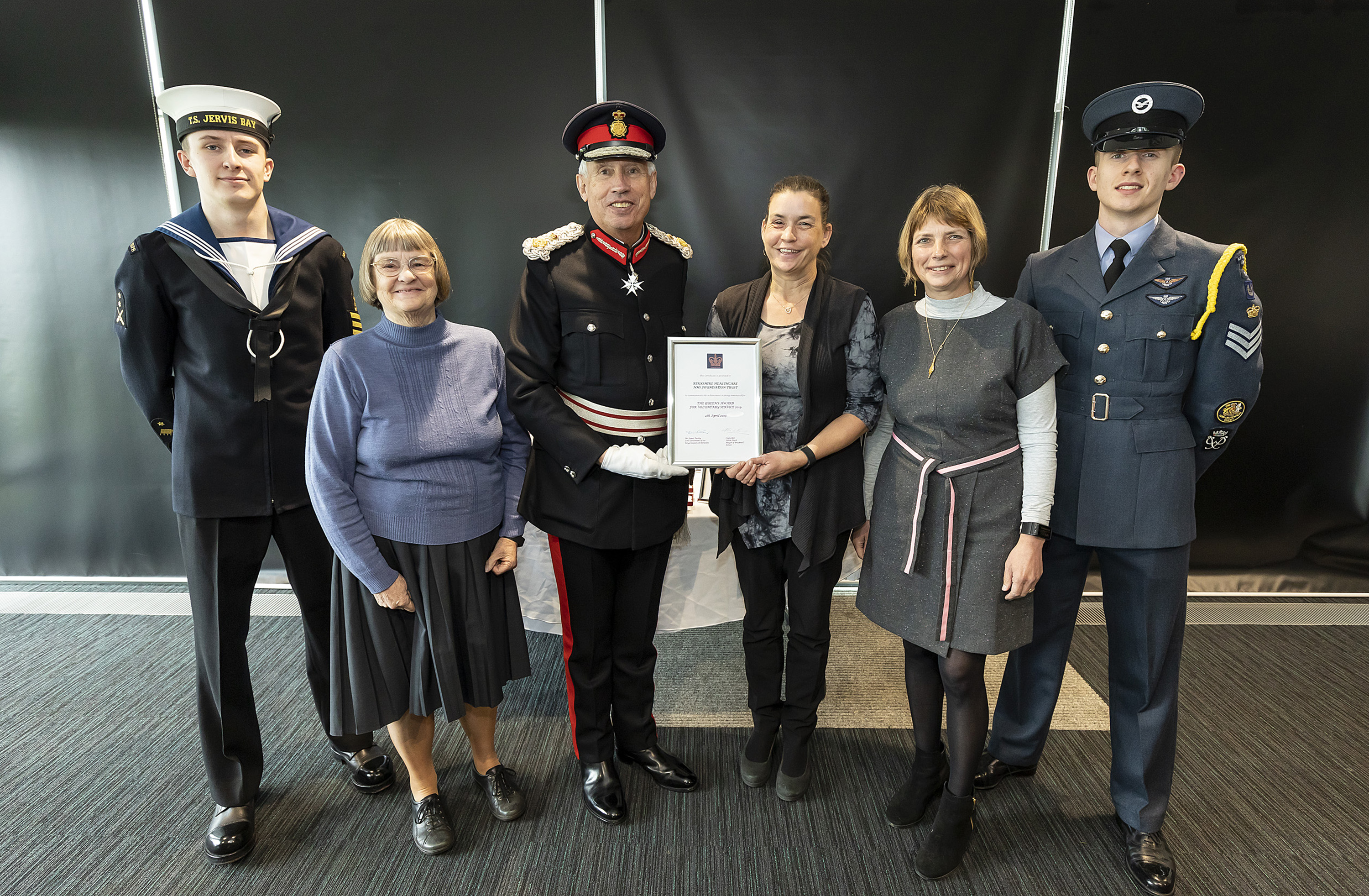  Lord Lieutenant for Berkshire and volunteer Amanda Herman, Suzanne Scott on the left of the LLB and Ruth Lysons on the right of Amanda