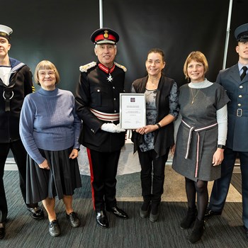 Lord Lieutenant for Berkshire and volunteer Amanda Herman, Suzanne Scott on the left of the LLB and Ruth Lysons on the right of Amanda