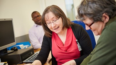 A mental health professional talking to someone