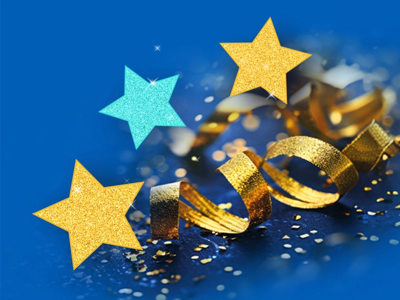 Sparkling stars and ribbon