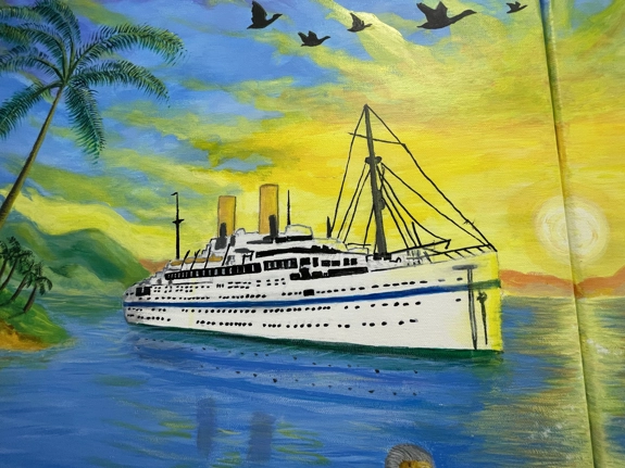 Windrush painting of a ship