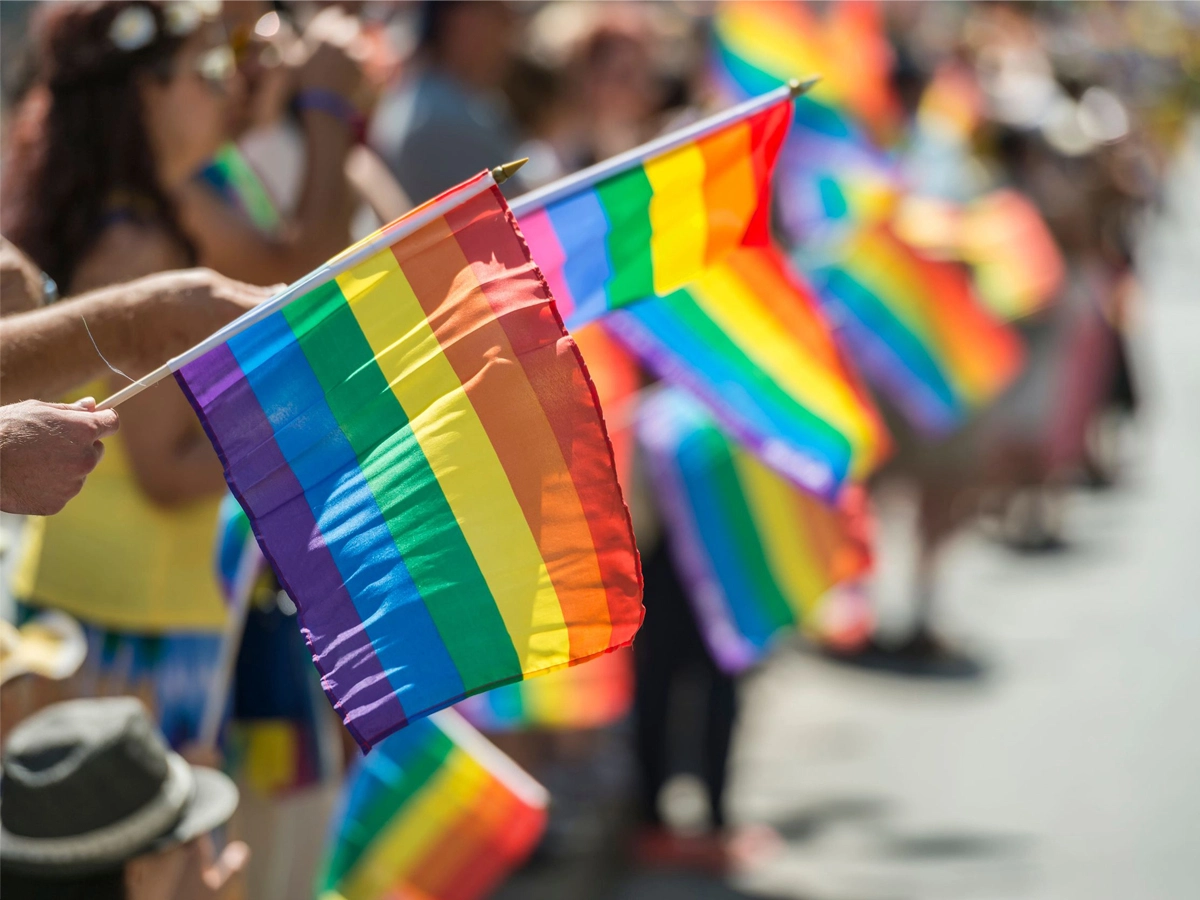 Pride flags at a parade