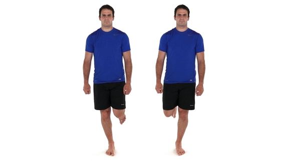 Person standing on one leg, and then switching to stand on the other leg