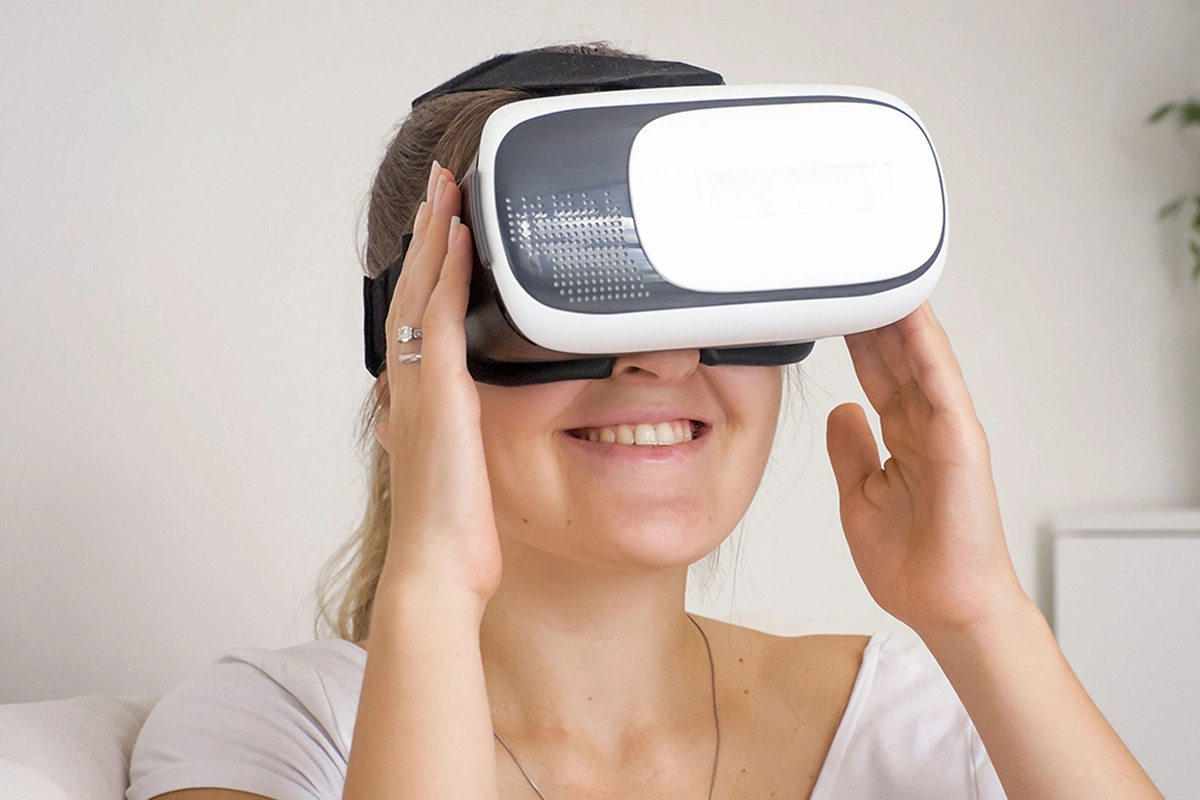 Woman wearing VR headset