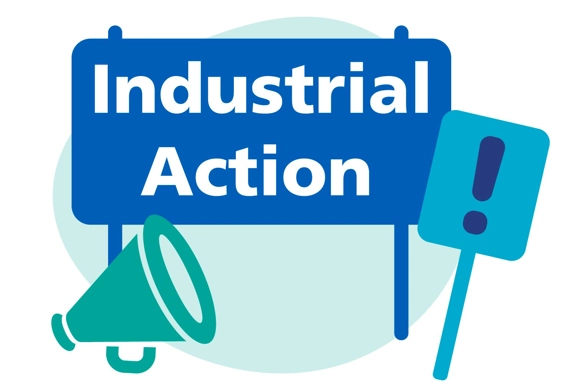 Sign saying 'Industrial action'
