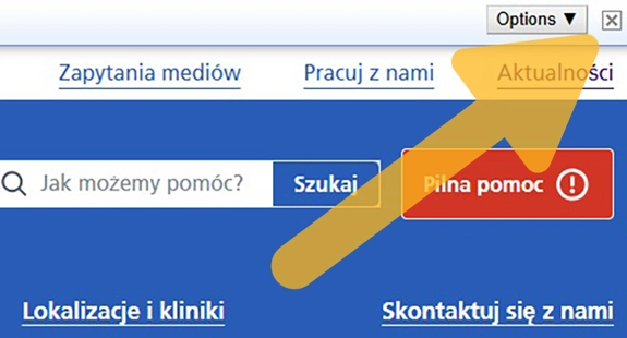 A desktop screenshot of the on the Google Translate bar with an arrow pointing to the 'Close' button