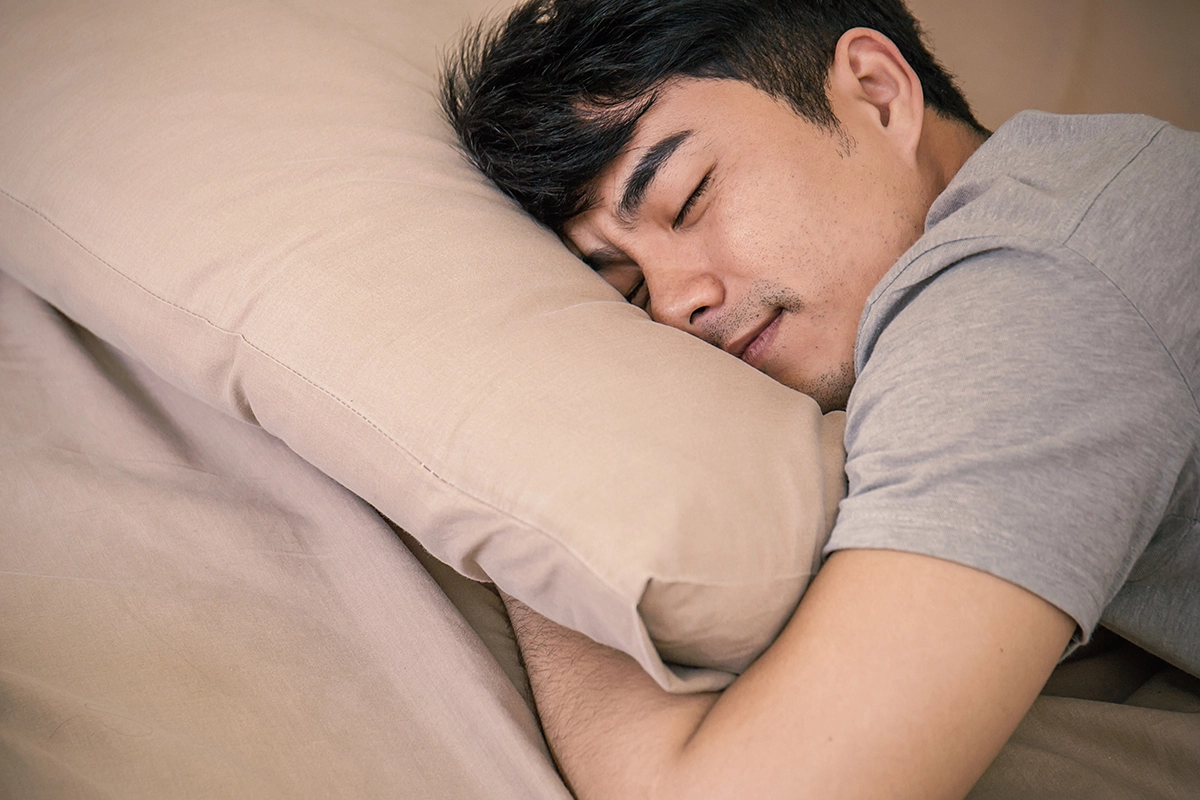 A person sleeping peacefully