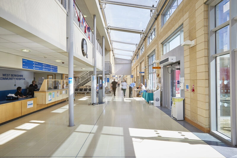 Main reception at West Berkshire Community Hospital, Entrance