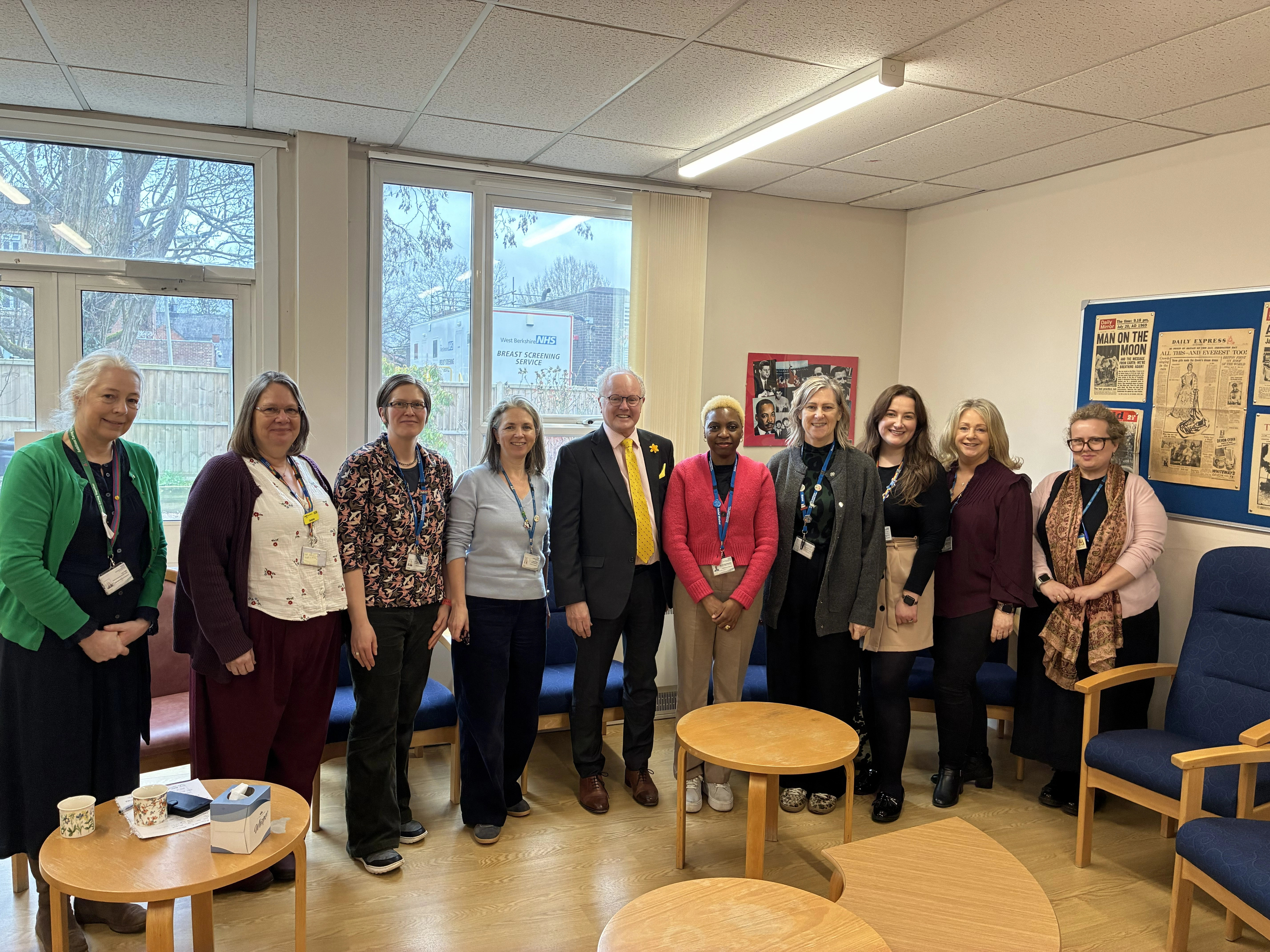 Clive Jones MP with staff at Wokingham Hospital