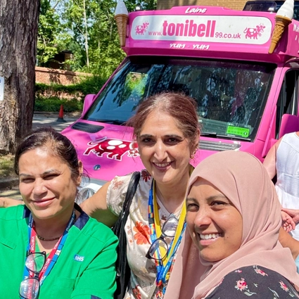 Staff getting ice cream at Prospect Park Hospital