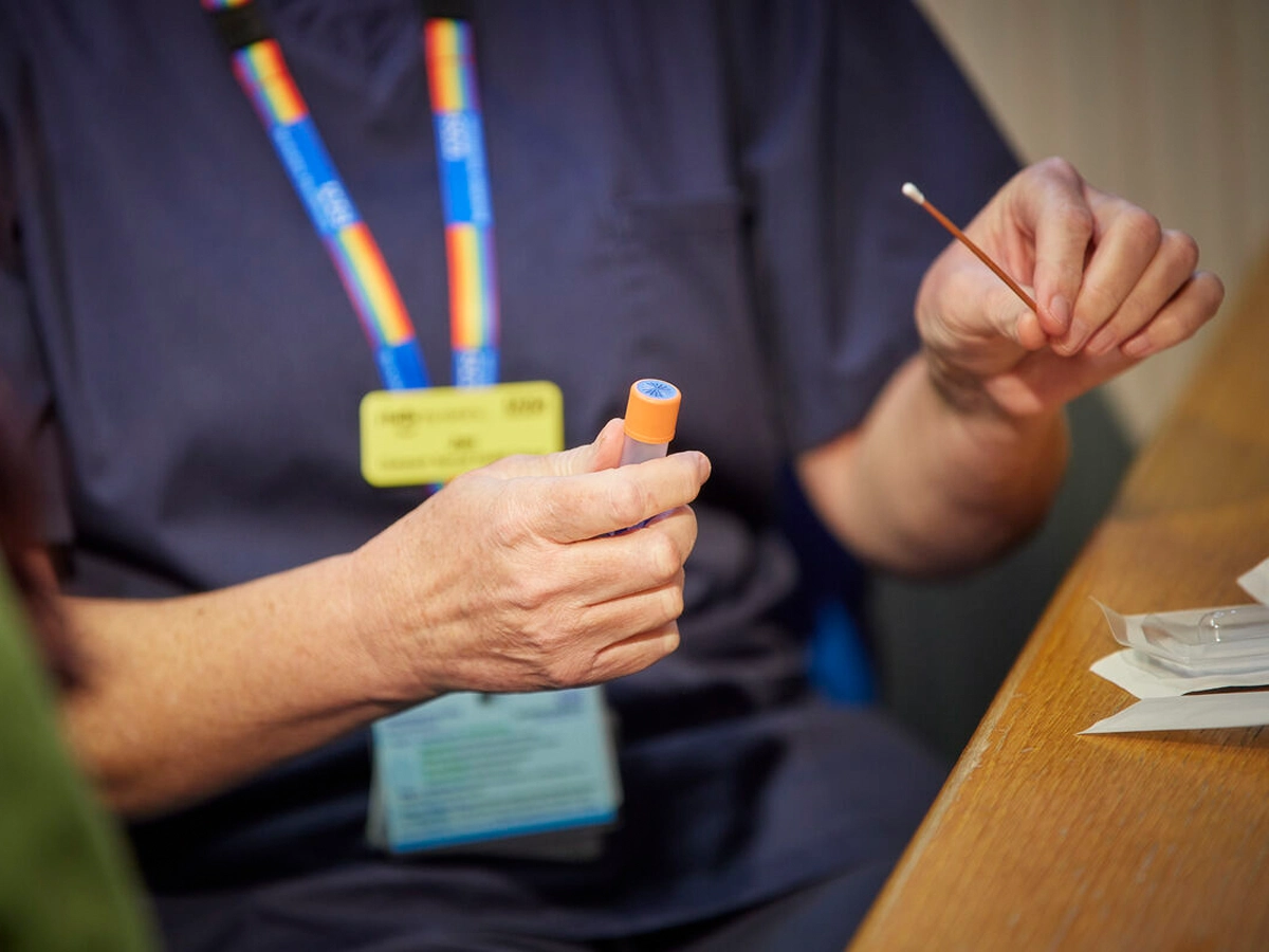 Test swab in a nurses hand